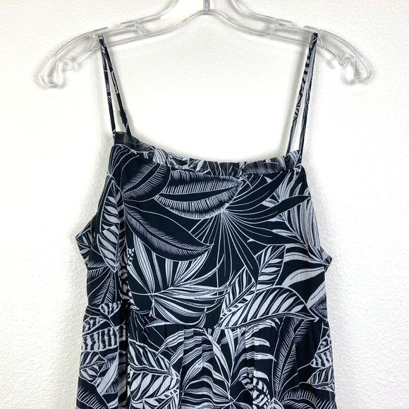 Banana Republic Women’s Maxi Dress Size S Black White Tropical Tiered High Waist - Picture 2 of 6